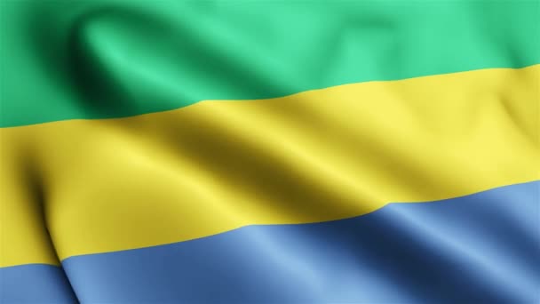 Gabon Drapeau Vidéo Agitant Vent Gabon Flag Wave Boucle Agitant — Video