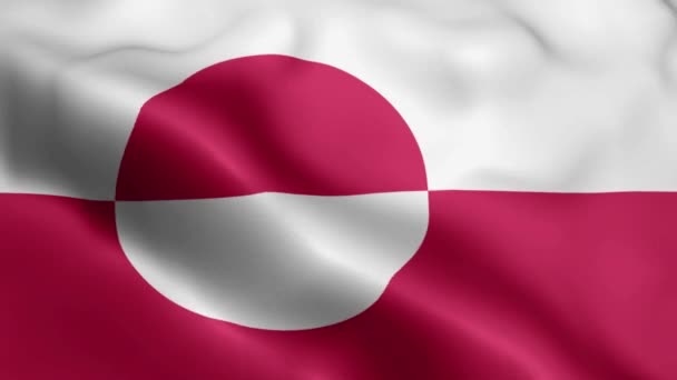 Vídeo Bandera Groenlandia Ondeando Con Viento Groenlandia Bandera Wave Loop — Vídeo de stock