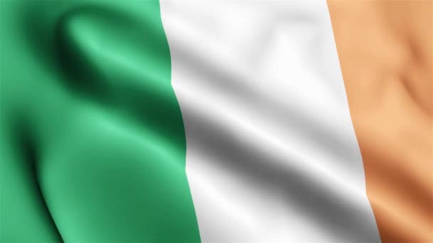 Ирландский Флаг Видео Размахивает Ветром Ирландский Флаг Волна Петля Машет — стоковое видео