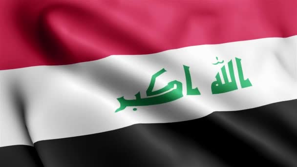 Irácká Vlajka Vlní Větru Irácká Vlajková Smyčka Vlní Větru Realistické — Stock video