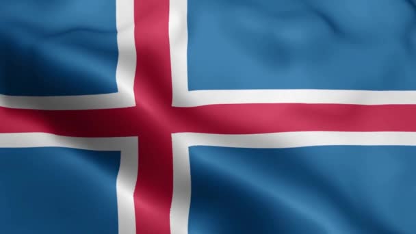 Islanda Bandiera Video Sventola Nel Vento Islanda Bandiera Onda Loop — Video Stock