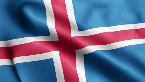 Islandzki Filmik Flagi Falujący Wietrze Islandia Flaga Wave Loop Falująca — Wideo stockowe