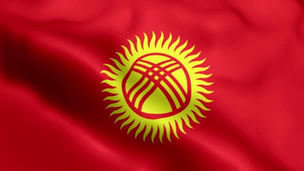 Kyrgyzstán Vlajka Video Mává Větru Kyrgyzstánská Vlajková Smyčka Vlnící Větru — Stock video