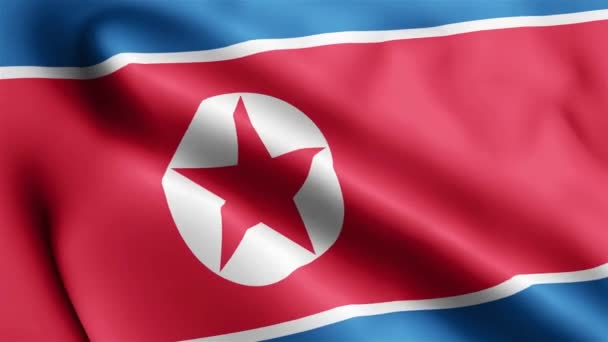 Severní Korea Vlajkové Video Vlnící Větru Severní Korea Vlajková Smyčka — Stock video
