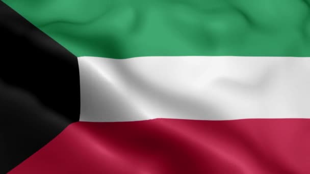 Koeweit Vlag Video Zwaaiend Wind Kuwait Flag Wave Loop Zwaait — Stockvideo