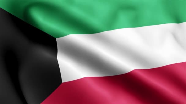 Kuvajtská Vlajka Vlní Větru Kuvajtská Vlajková Vlna Vlnící Větru Realistické — Stock video