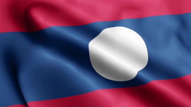 老挝国旗视频在风中飘扬 老挝国旗波浪环在风中飘扬 现实的老挝国旗背景 Lao Flag Looping Closeup 1080P Full 1920X1080 — 图库视频影像