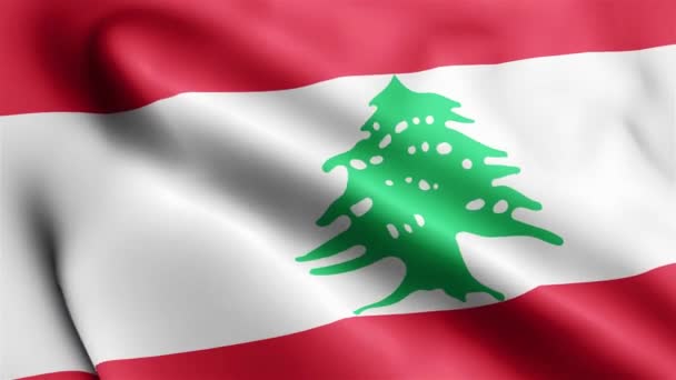 黎巴嫩国旗视频在风中飘扬 黎巴嫩国旗波浪环在风中飘扬 现实的黎巴嫩国旗背景 Lebanon Flag Looping Closeup 1080P Full 1920X1080 — 图库视频影像