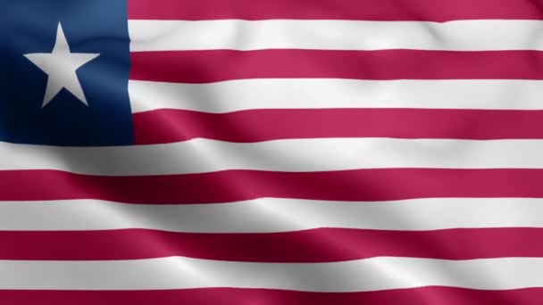 Liberia Flagg Video Vinkar Vinden Liberia Flag Wave Loop Vinkar — Stockvideo