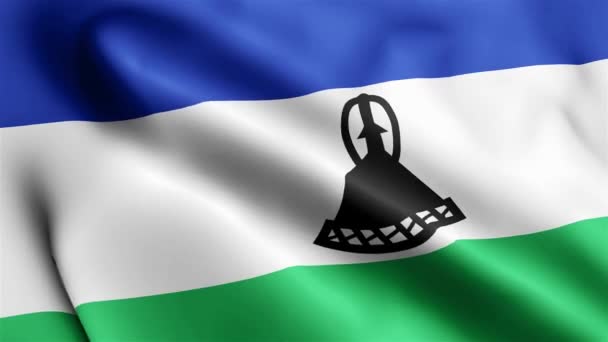 Video Della Bandiera Lesotho Sventola Nel Vento Bandiera Lesotho Wave — Video Stock