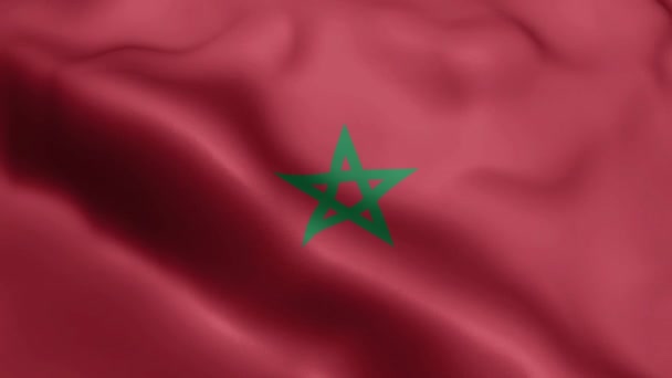 Marocko Flagga Video Viftar Vinden Marocko Flagga Wave Loop Vinkar — Stockvideo