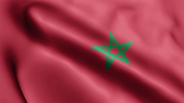 Marocko Flagga Video Viftar Vinden Marocko Flagga Wave Loop Vinkar — Stockvideo