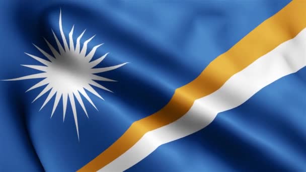 바람에 흔들고 바람에 흔들리는 제도의 Marshall Islands Flag Looping Closeup — 비디오