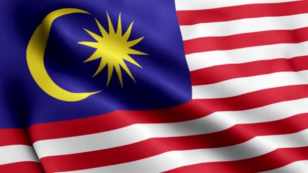 Malezja Flaga Wideo Macha Wietrze Malezja Flaga Wave Loop Falująca — Wideo stockowe