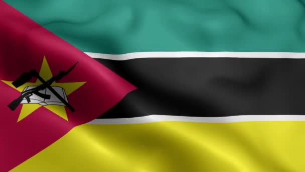 Mozambique Vlag Video Zwaaiend Wind Mozambique Flag Wave Loop Zwaait — Stockvideo