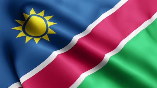 Namibie Vlajkové Video Vlnící Větru Namibie Vlajková Smyčka Vlnící Větru — Stock video