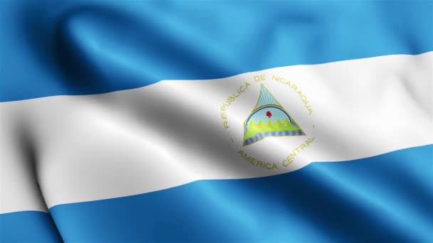 Nikaragua Flag Video Vlnící Větru Vlajková Smyčka Nikaraguy Vlní Větru — Stock video