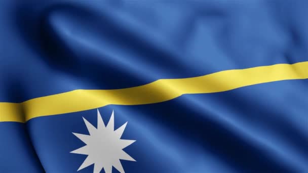 바람에 흔들고 깃발의 바람에 흔들리는 Realistic Nauru Flag Background Nauru — 비디오