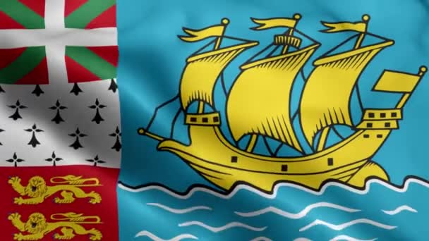 圣皮埃尔和Miquelon国旗视频在风中飘扬 圣皮埃尔和密克隆国旗波浪环在风中飘扬 现实的圣皮埃尔和Miquelon国旗背景 圣皮埃尔和Miquelon国旗罗平 — 图库视频影像