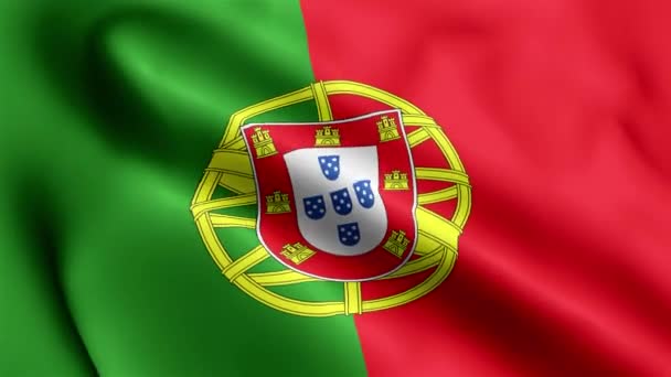 Portugalia Flaga Wideo Macha Wietrze Portugalia Flaga Wave Loop Falująca — Wideo stockowe