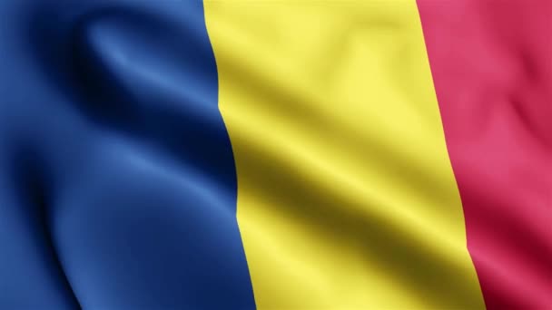 Roumanie Drapeau Vidéo Agitant Dans Vent Roumanie Flag Wave Boucle — Video