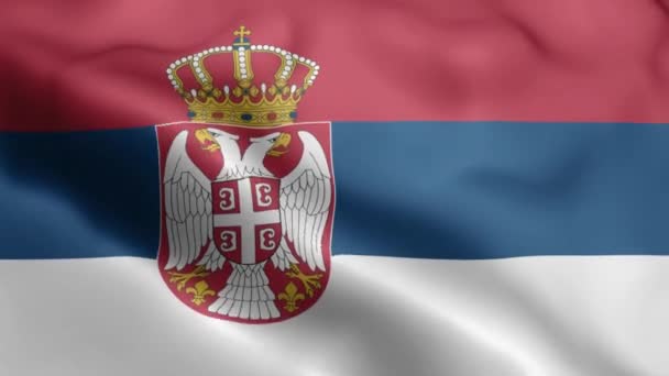 Serbska Flaga Wisi Wietrze Serbia Flaga Wave Loop Macha Wietrze — Wideo stockowe