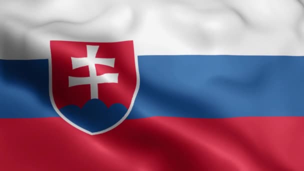Eslovaquia Bandera Vídeo Ondeando Viento Eslovaquia Bandera Wave Loop Ondeando — Vídeo de stock