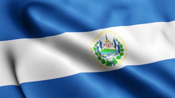 Salvador Vlajkové Video Vlnící Větru Salvadorská Vlajková Smyčka Vlnící Větru — Stock video