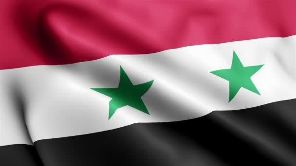 Syrská Vlajka Video Vlnění Větru Syrská Vlajková Smyčka Vlnící Větru — Stock video