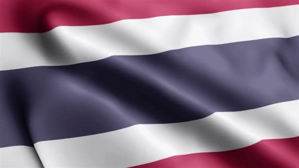 Tayland Bayrağının Rüzgarda Dalgalanan Videosu Tayland Bayrak Dalgası Döngüsü Rüzgarda — Stok video