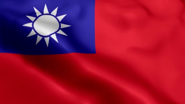 국기가 바람에 흔들고 대만의 바람에 흔들리고 대만의 타이완 플래그 클로즈업 — 비디오