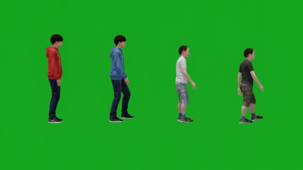 Man Walking Green Screen People Render Animation — Stock Video
