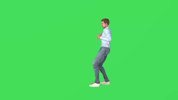 Yeşil Ekranda Yakışıklı Dövüş Oyuncusu Oynuyor Yüksek Kalite Kroma Anahtarıyla — Stok video