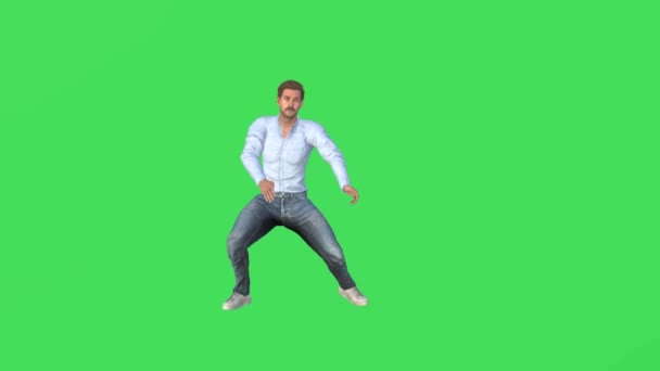 Красивый Актер Зеленом Экране Танцует Хип Хоп Весело Хроме Высокое — стоковое видео