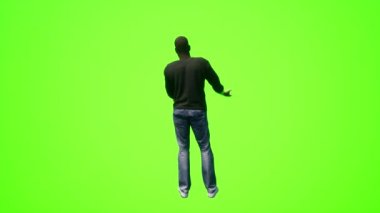 3D insanlar yeşil ekran Siyah suçlu sokakta satıyor ve konuşuyor