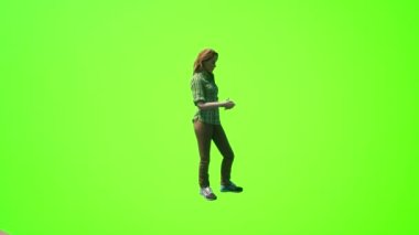 3D insanlar yeşil ekran Avrupalı kadın kocasıyla konuşuyor ve onlara mesaj atıyor.