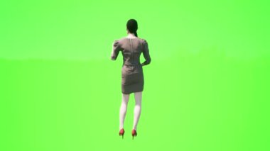 3D insanlar yeşil ekran Koreli satış elemanı müşterilere arka plandan satış ve açıklama yapıyor.