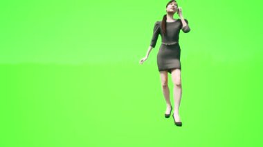 Kadın hemşireler cep telefonuyla konuşuyor, gerçekçi 3 boyutlu insanlar yeşil ekrana yansıtılıyor..