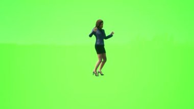 3D insanlar yeşil ekranda dans eden ve kutlama yapan kızlara bakıyorlar.