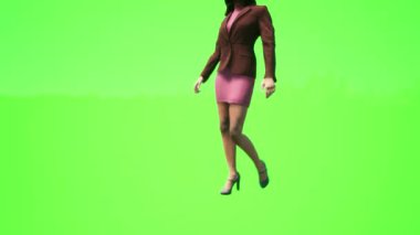 3D insanlar yeşil ekran Sokakta yürüyen ve insanlarla konuşan bir kadın hemşire