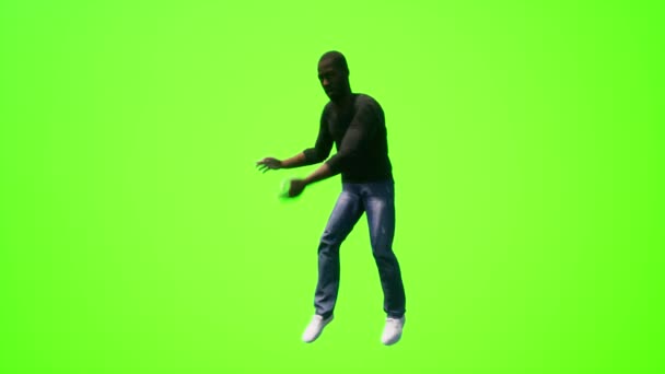 Mensen Groen Scherm Zwart Europese Mannen Dansen Een Nacht Feest — Stockvideo