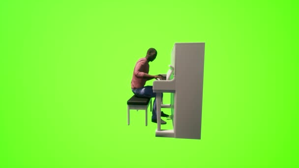 Afrykańscy Trenerzy Śpiewu Grający Fortepianie Realistyczni Ludzie Odizolowani Zielonym Ekranie — Wideo stockowe