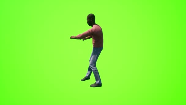 Genç Siyahi Erkekler Arkadaşlarıyla Dans Ediyor Gerçekçi Insanlar Yeşil Ekranda — Stok video