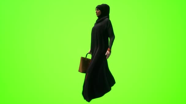 Muslimské Ženy Nakupování Nákupními Taškami Městských Obchodech Realistické Lidé Vykreslování — Stock video