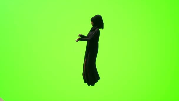 Arab Women Black Clothes Dancing Being Happy Realistic People Rendering — Stock Video