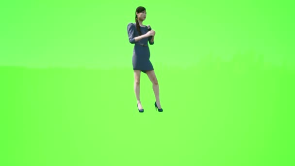 Pessoas Tela Verde Asiático Coreano Feminino Repórter Falando Filmando Para — Vídeo de Stock