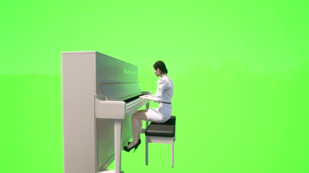 Vrouwelijke Leraar Die Piano Geeft Klas Realistische Mensen Die Geïsoleerd — Stockvideo