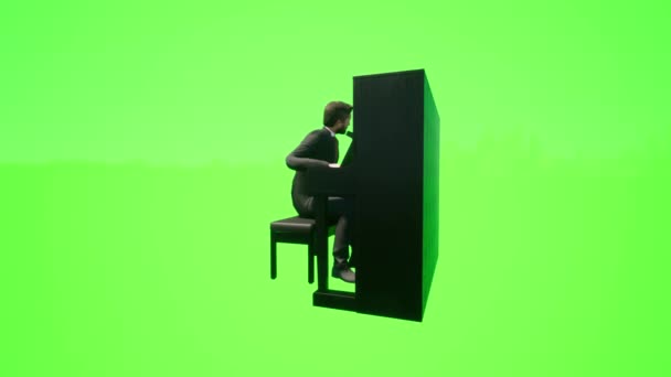 Artista Masculino Tocando Uma Música Piano Restaurante Realista Pessoas Tornando — Vídeo de Stock