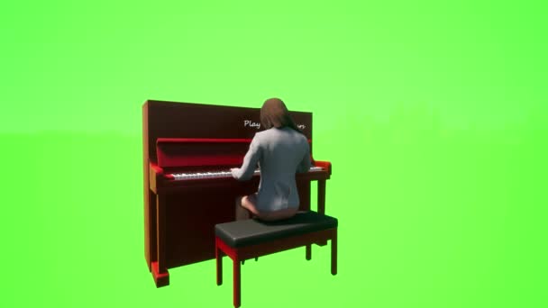 Insanlar Yeşil Ekran Bayan Piyanistler Bir Restoranda Otururken Şarkı Çalıyorlar — Stok video