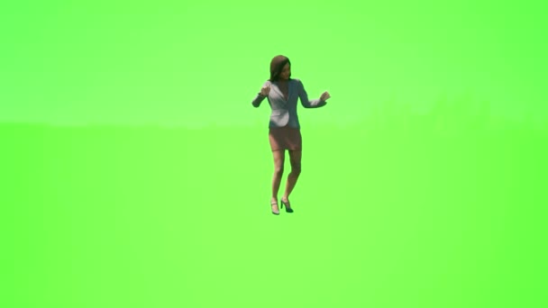 Ludzie Zielony Ekran Sprzedawczynie Zabawy Tańca Sklepie Przeciwnego Kąta — Wideo stockowe